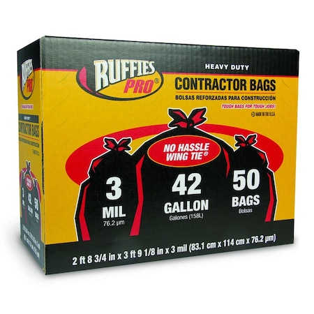 Ruffies Ruffies Pro 42 gal Contractor Bags Wing Ties 50 pk 3 mil 1124905